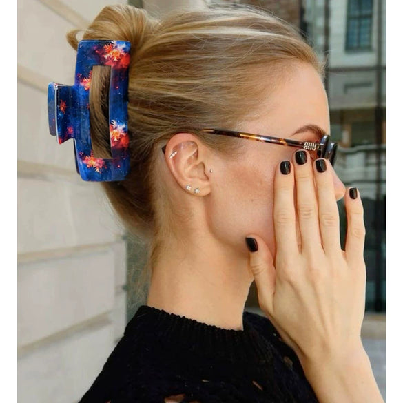 Wholesale Pvc Handmade Simple Geometric Semiround Square Hair Grab Clips For Women