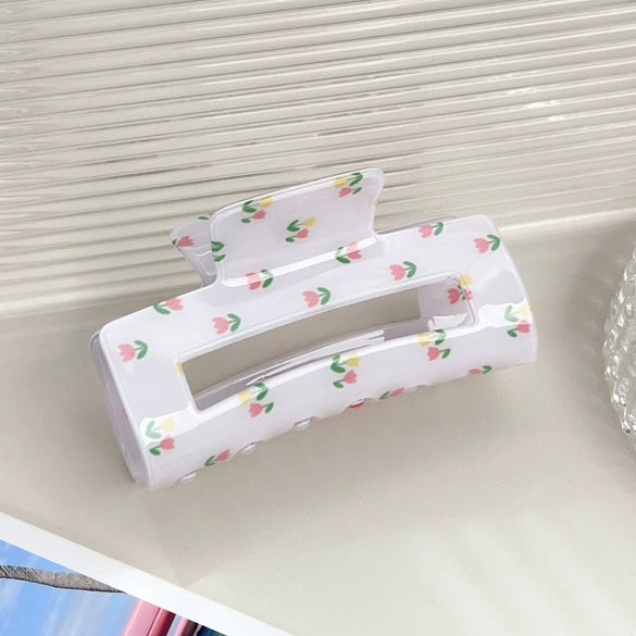Wholesale Pvc Sweet Floral Tulip Shark Clip Hair Accessories For Women With Baking Paint