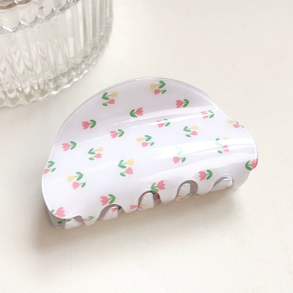 Wholesale Pvc Sweet Floral Tulip Shark Clip Hair Accessories For Women With Baking Paint