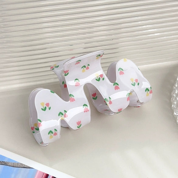 Wholesale Pvc Sweet Floral Tulip Shark Clip Hair Accessories For Women With Baking Paint