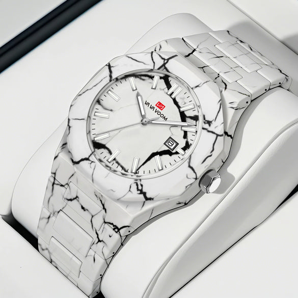 Wholesale Quartz Watch Alloy Plastic Stainless Steel Round Dial Marble Pattern Business Style Men's Watch