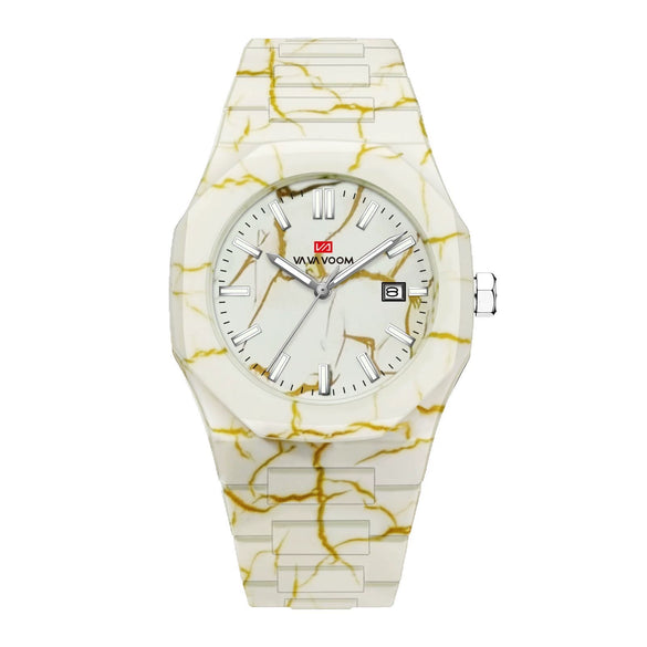 Wholesale Quartz Watch Alloy Plastic Stainless Steel Round Dial Marble Pattern Business Style Men's Watch