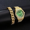 Wholesale Quartz Watch With Large Dial Round Shape Full Diamond Sparkling Stainless Steel Belt And Calendar Function