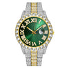 Wholesale Quartz Watch With Large Dial Round Shape Full Diamond Sparkling Stainless Steel Belt And Calendar Function