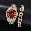Wholesale Quartz Watch With Large Dial Round Shape Full Diamond Sparkling Stainless Steel Belt And Calendar Function