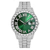 Wholesale Quartz Watch With Large Dial Round Shape Full Diamond Sparkling Stainless Steel Belt And Calendar Function
