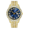 Wholesale Quartz Watch With Large Dial Round Shape Full Diamond Sparkling Stainless Steel Belt And Calendar Function