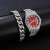 Wholesale Quartz Watch With Large Dial Round Shape Full Diamond Sparkling Stainless Steel Belt And Calendar Function