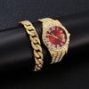 Wholesale Quartz Watch With Large Dial Round Shape Full Diamond Sparkling Stainless Steel Belt And Calendar Function