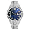 Wholesale Quartz Watch With Large Dial Round Shape Full Diamond Sparkling Stainless Steel Belt And Calendar Function