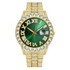 Wholesale Quartz Watch With Large Dial Round Shape Full Diamond Sparkling Stainless Steel Belt And Calendar Function