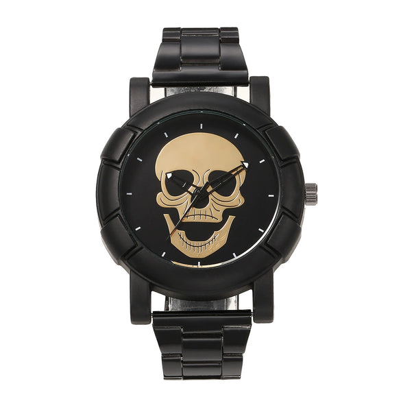 Wholesale Quartz Watch With Steel Strap Alloy Case Round Dial And Skull Design For Men