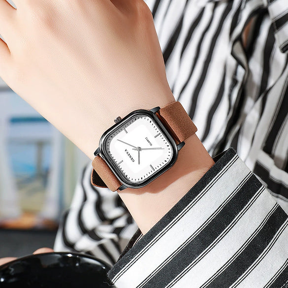Wholesale Quartz Watches Alloy Case Imitation Leather Strap Square Dial Casual Style For Men