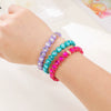 Wholesale Rainbow Enamel Alloy Love Heart Shaped Elastic Bracelet With Diamond Treatment