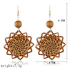 Wholesale Rattan Woven Sunflower Geometric Fashion Earrings With Electroplating