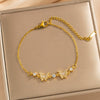 Wholesale Real Gold Electroplated Adjustable Bow Bracelet Inlaid With Zirconium For Women Light Luxury Style