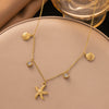 Wholesale Real Gold Electroplated Animal Zodiac Pattern Titanium Steel O Word Chain Necklace For Women
