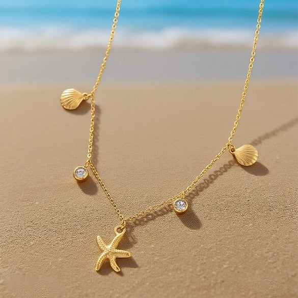 Wholesale Real Gold Electroplated Animal Zodiac Pattern Titanium Steel O Word Chain Necklace For Women