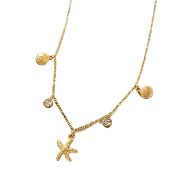 Wholesale Real Gold Electroplated Animal Zodiac Pattern Titanium Steel O Word Chain Necklace For Women