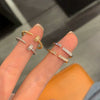 Wholesale Real Gold Electroplated Copper Geometric Zircon Nail Opening Ring For Women