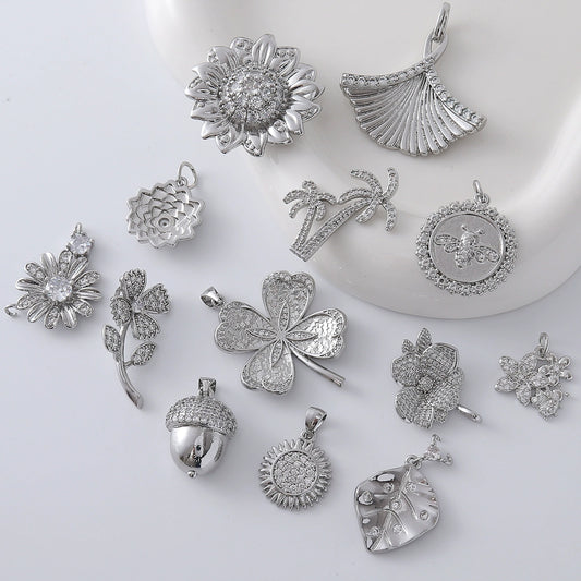 Wholesale Real Gold Electroplated Copper Ins Style French Flower Nut Coconut Tree Bee Jewelry Accessories Bracelet Necklace