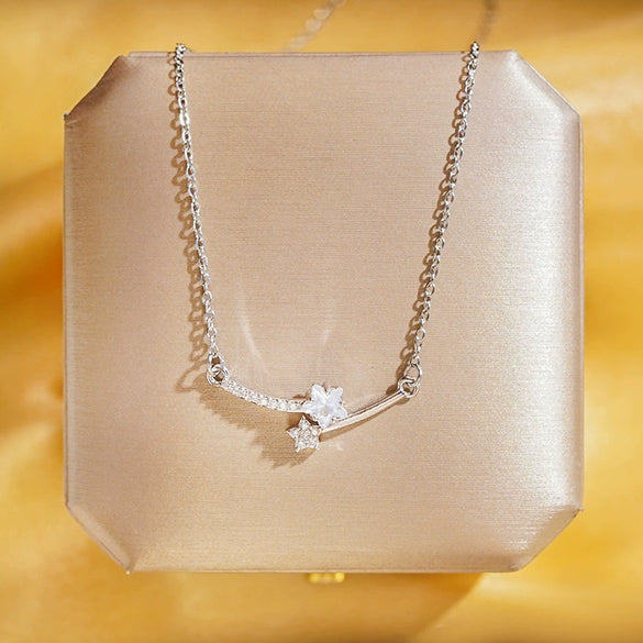 Wholesale Real Gold Electroplated Geometric Pattern Titanium Steel And Copper Necklace With Zircon And Pearl For Women Elegant Light Luxury Jewelry