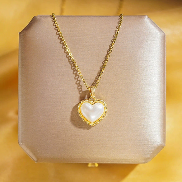 Wholesale Real Gold Electroplated Geometric Pattern Titanium Steel And Copper Necklace With Zircon And Pearl For Women Elegant Light Luxury Jewelry