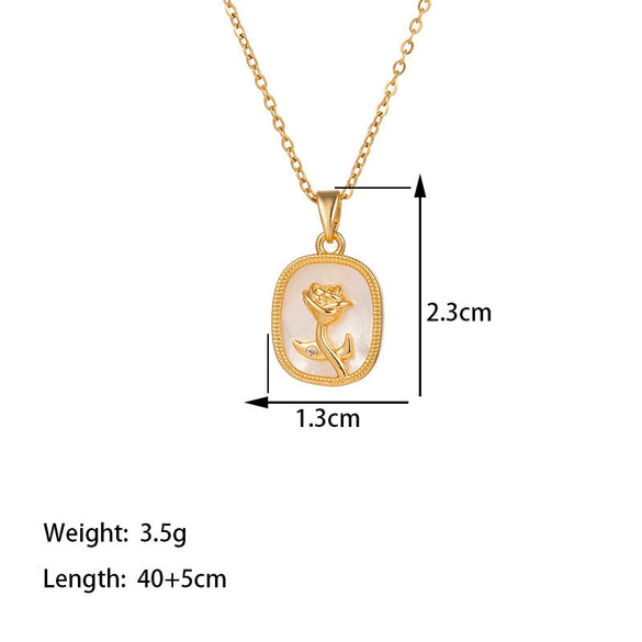 Wholesale Real Gold Electroplated Geometric Pattern Titanium Steel And Copper Necklace With Zircon And Pearl For Women Elegant Light Luxury Jewelry