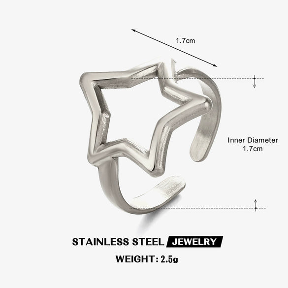 Wholesale Real Gold Electroplated Geometric Star Stainless Steel Ring For Women