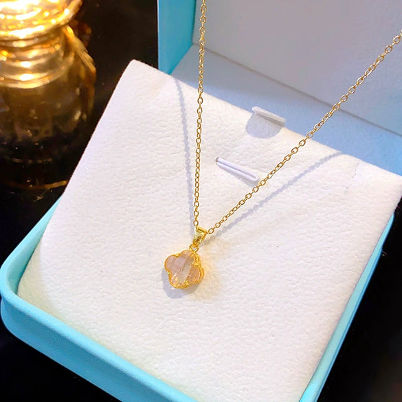 Wholesale Real Gold Electroplated Simple Geometric Love Heart Wings Titanium Steel And Copper Cross Chain Necklace For Women