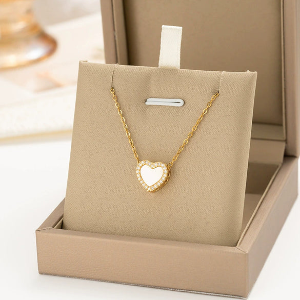 Wholesale Real Gold Electroplated Simple Geometric Love Heart Wings Titanium Steel And Copper Cross Chain Necklace For Women