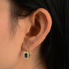 Wholesale Real Gold Plated S925 Sterling Silver Geometric Square Zircon Earrings For Women French Retro Style