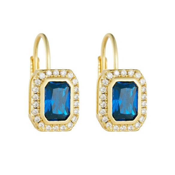 Wholesale Real Gold Plated S925 Sterling Silver Geometric Square Zircon Earrings For Women French Retro Style