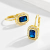 Wholesale Real Gold Plated S925 Sterling Silver Geometric Square Zircon Earrings For Women French Retro Style