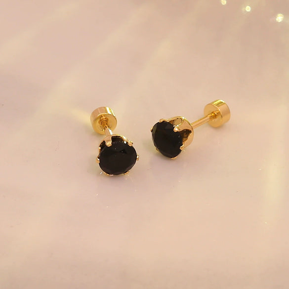 Wholesale Real Gold Plated Titanium Steel And Stainless Steel Sixclaw Colorful Zircon Earrings For Men And Women With Geometric Casual Style