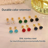 Wholesale Real Gold Plated Titanium Steel And Stainless Steel Sixclaw Colorful Zircon Earrings For Men And Women With Geometric Casual Style