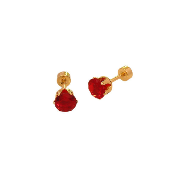 Wholesale Real Gold Plated Titanium Steel And Stainless Steel Sixclaw Colorful Zircon Earrings For Men And Women With Geometric Casual Style