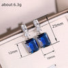 Wholesale Rectangular Copper Zircon Earrings Geometric Princess Style