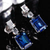Wholesale Rectangular Copper Zircon Earrings Geometric Princess Style