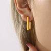 Wholesale Rectangular Geometric Stainless Steel 18K Gold Plated Unfading Earrings For Women With Electroplating