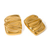 Wholesale Rectangular Pleated Geometric Stainless Steel Earrings For Female With Electroplating Treatment