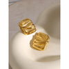 Wholesale Rectangular Pleated Geometric Stainless Steel Earrings For Female With Electroplating Treatment