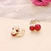 Wholesale Red Cherry Earrings Metal Fruit Shaped Electroplated