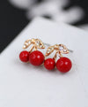 Wholesale Red Cherry Earrings Metal Fruit Shaped Electroplated