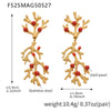Wholesale Red Coral Shell Beads Oil Drop Asymmetrical Geometric Earrings Titanium Steel 18K Gold Plated Electroplated For Women