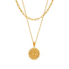 Wholesale Relief Peach Heart Double Layer Clavicle Necklace In Stainless Steel With Geometric Pattern And Electroplating
