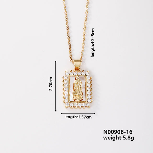 Wholesale Religious Accessories Necklace Copper Micropaved Zircon Cartoon Characters Pendant Electroplated