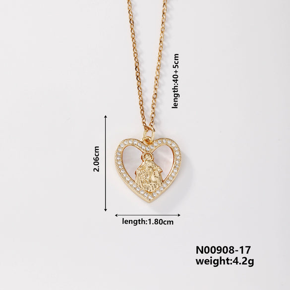Wholesale Religious Accessories Necklace Copper Micropaved Zircon Cartoon Characters Pendant Electroplated