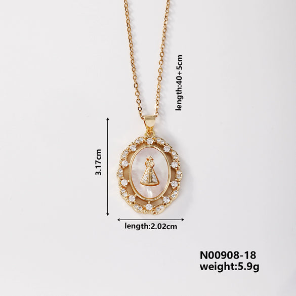 Wholesale Religious Accessories Necklace Copper Micropaved Zircon Cartoon Characters Pendant Electroplated