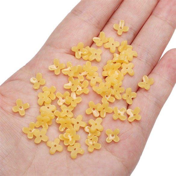 Wholesale Resin And Plastic Fourpetal Floret Loose Beads For Handmade Jewelry Accessories